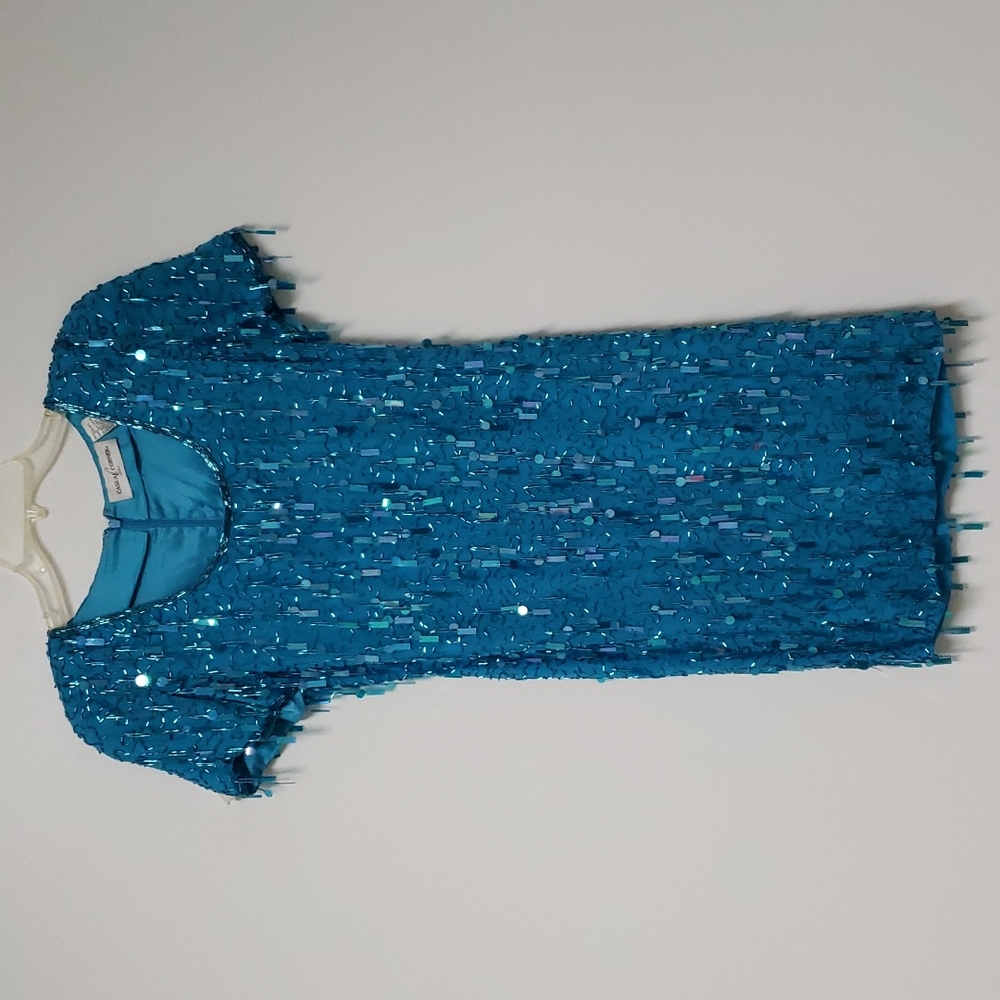 Vintage silk and beaded/sequined mini dress